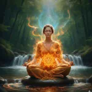 Szakrális csakra blokkok – érzelmi felszabadulás és kreativitás illusztráció, narancssárga energia és víz elem